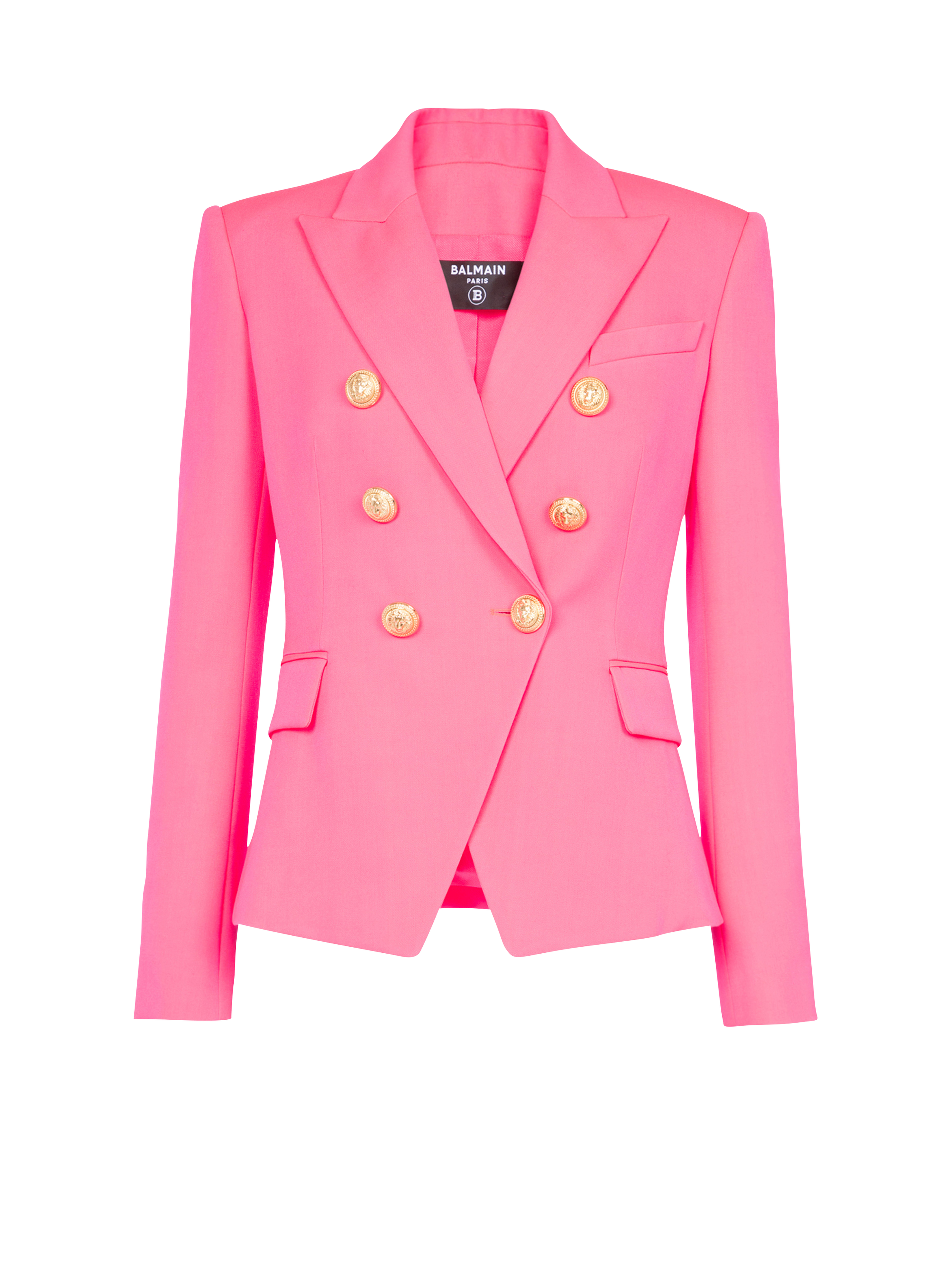 더블 버튼 여밈 디테일 재킷, 핑크색