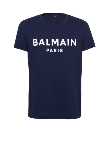 플로킹 가공 Balmain Paris 로고 디테일 코튼 티셔츠