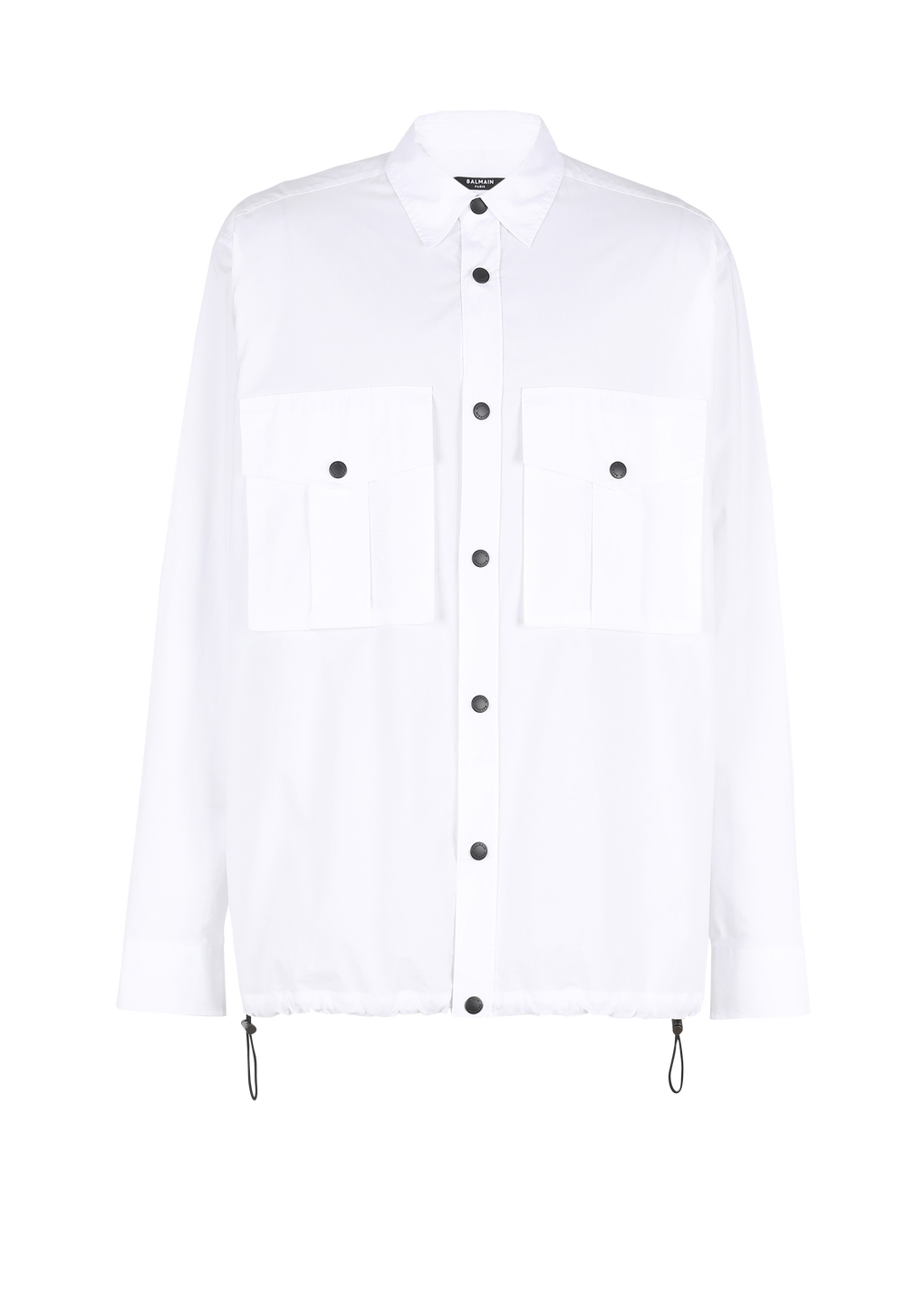 Balmain 모노그램 디테일 나일론 셔츠, 흰색, hi-res