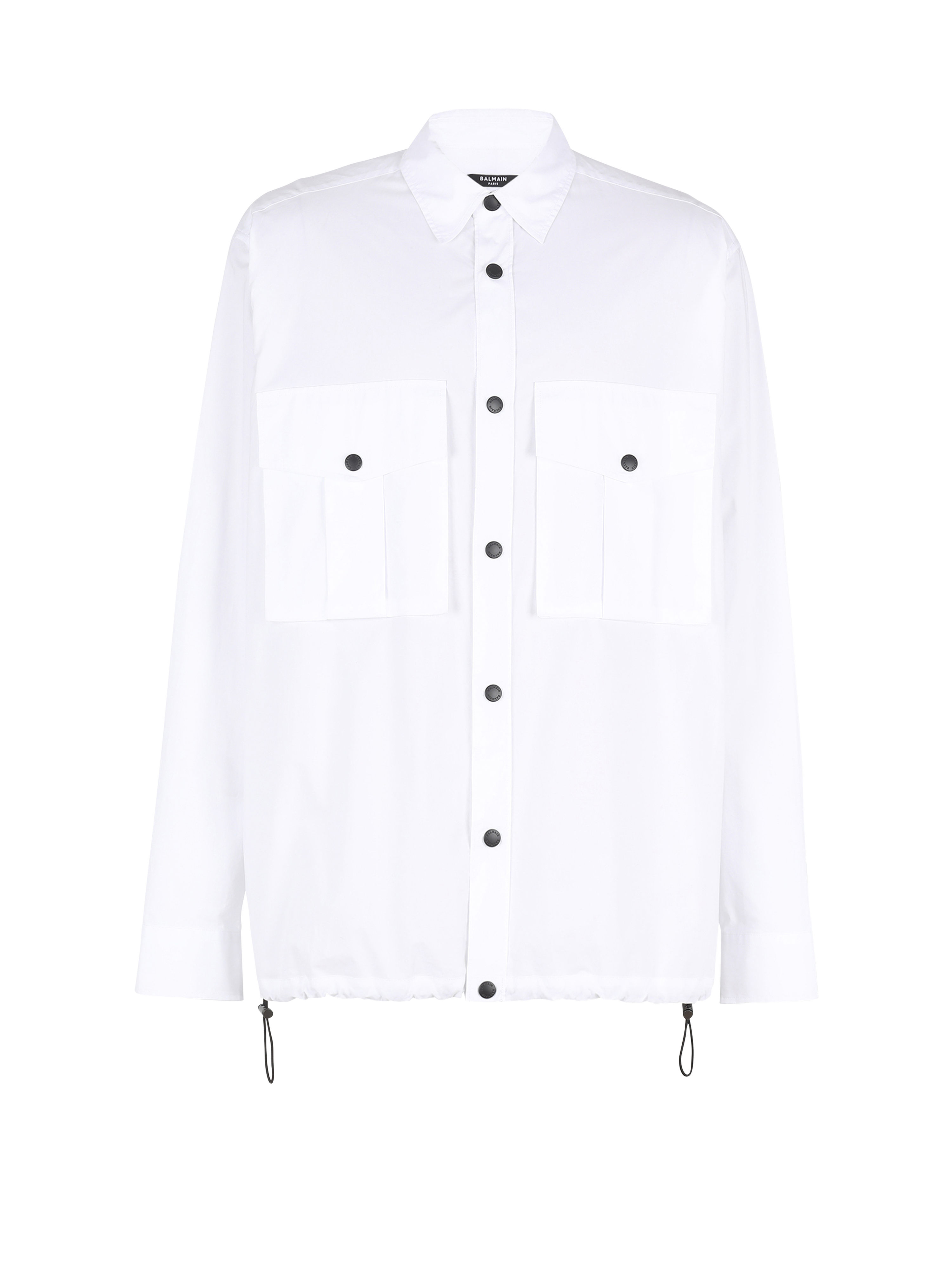 Balmain 모노그램 디테일 나일론 셔츠, 흰색