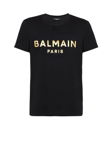 Balmain Paris 로고 프린트 디테일 코튼 티셔츠