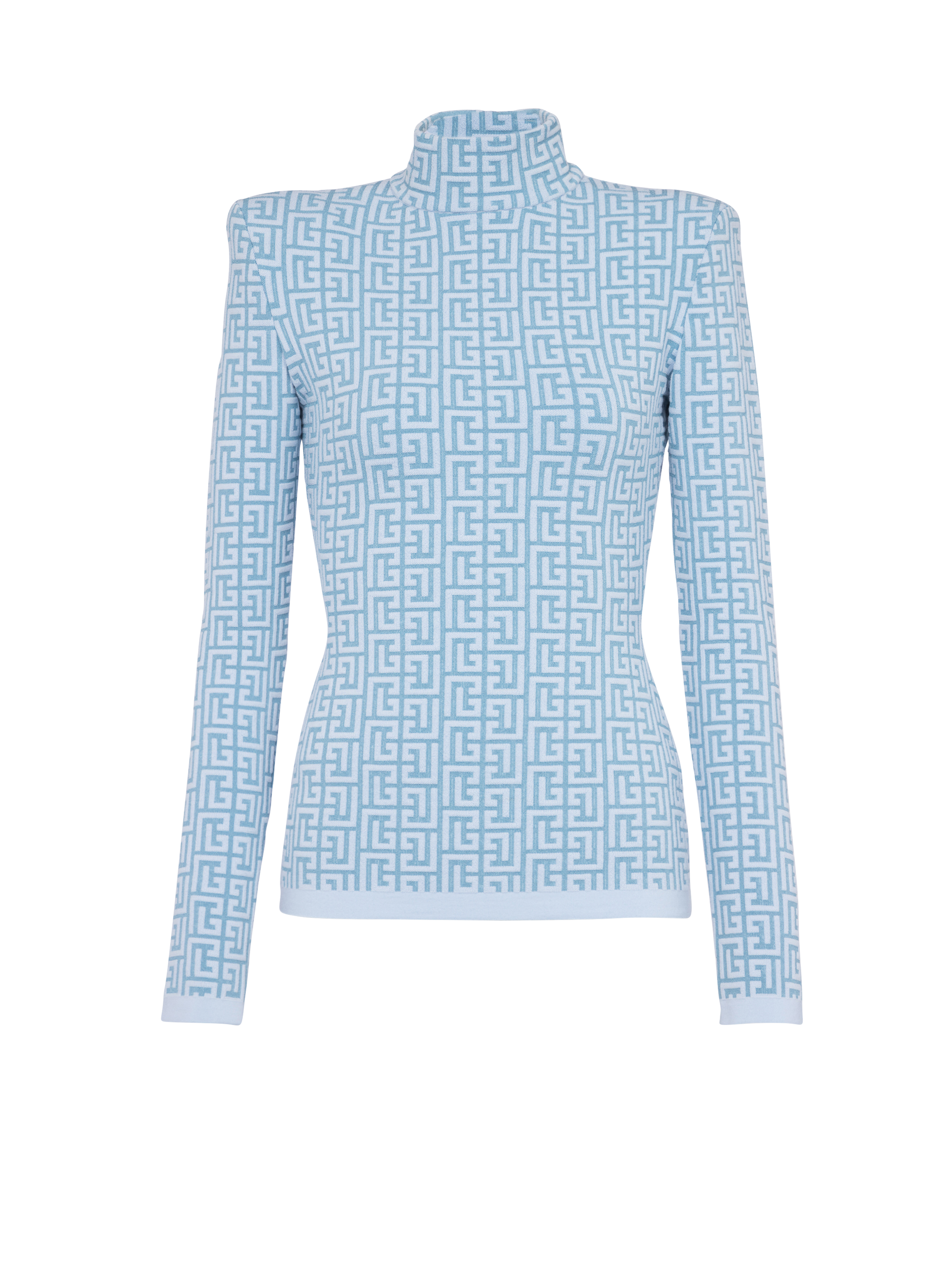 Balmain 모노그램 디테일 니트 스웨터, 파란색