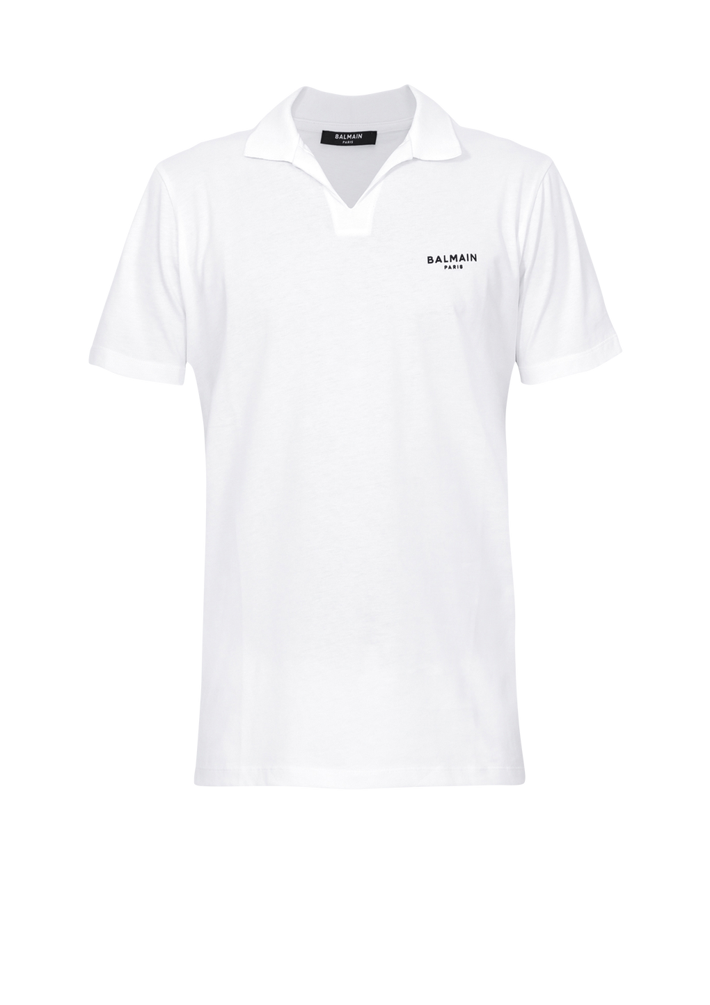 블랙 Balmain Paris 스몰 로고 디테일 코튼 폴로 셔츠, 흰색, hi-res