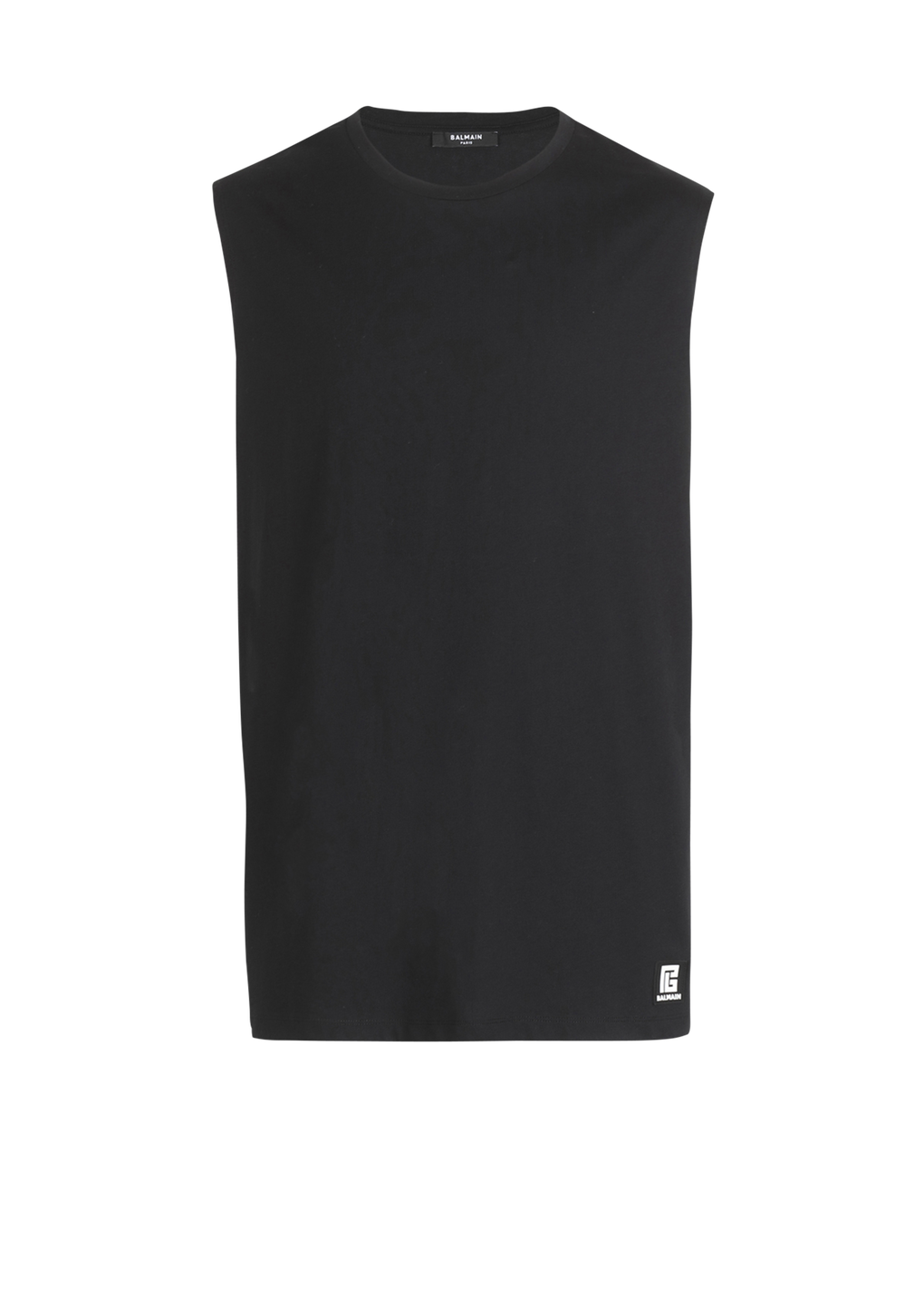 Balmain 로고 프린트 디테일 코튼 티셔츠, 검정색, hi-res