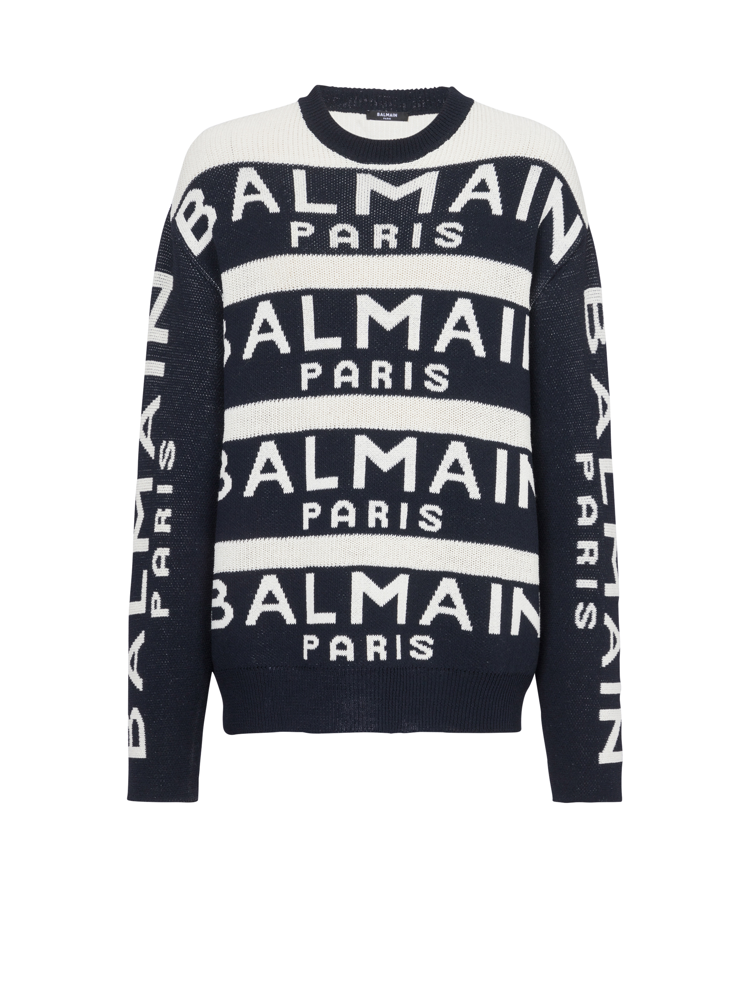 Balmain Paris 로고 자수 디테일 스웨터, 검정색