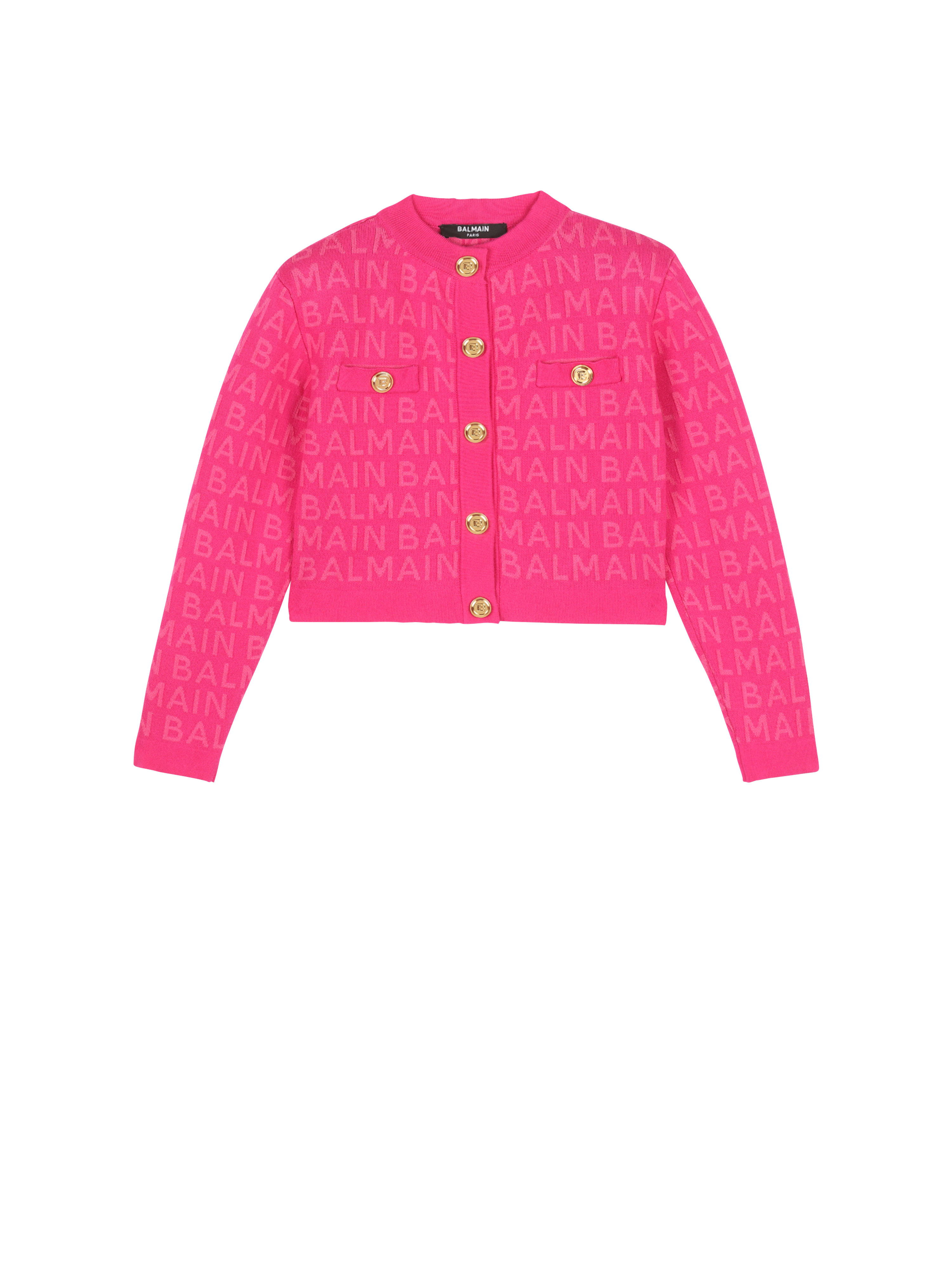 Balmain 로고 코튼 재킷, 핑크색