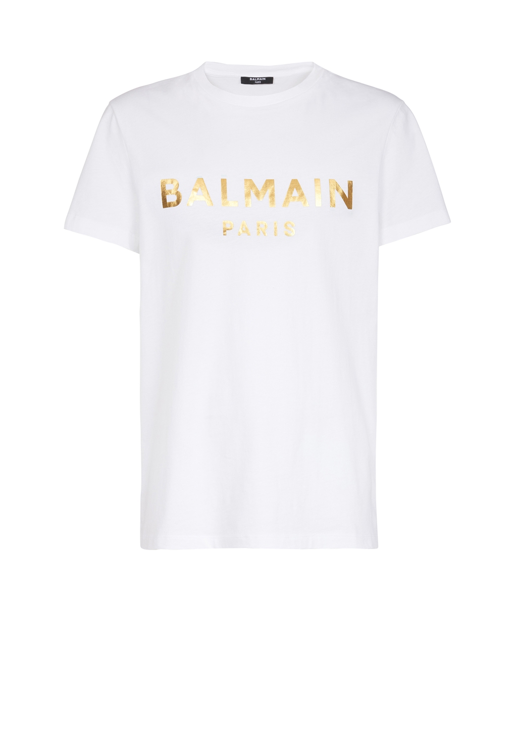 Balmain Paris 로고 프린트 디테일 코튼 티셔츠, 흰색, hi-res