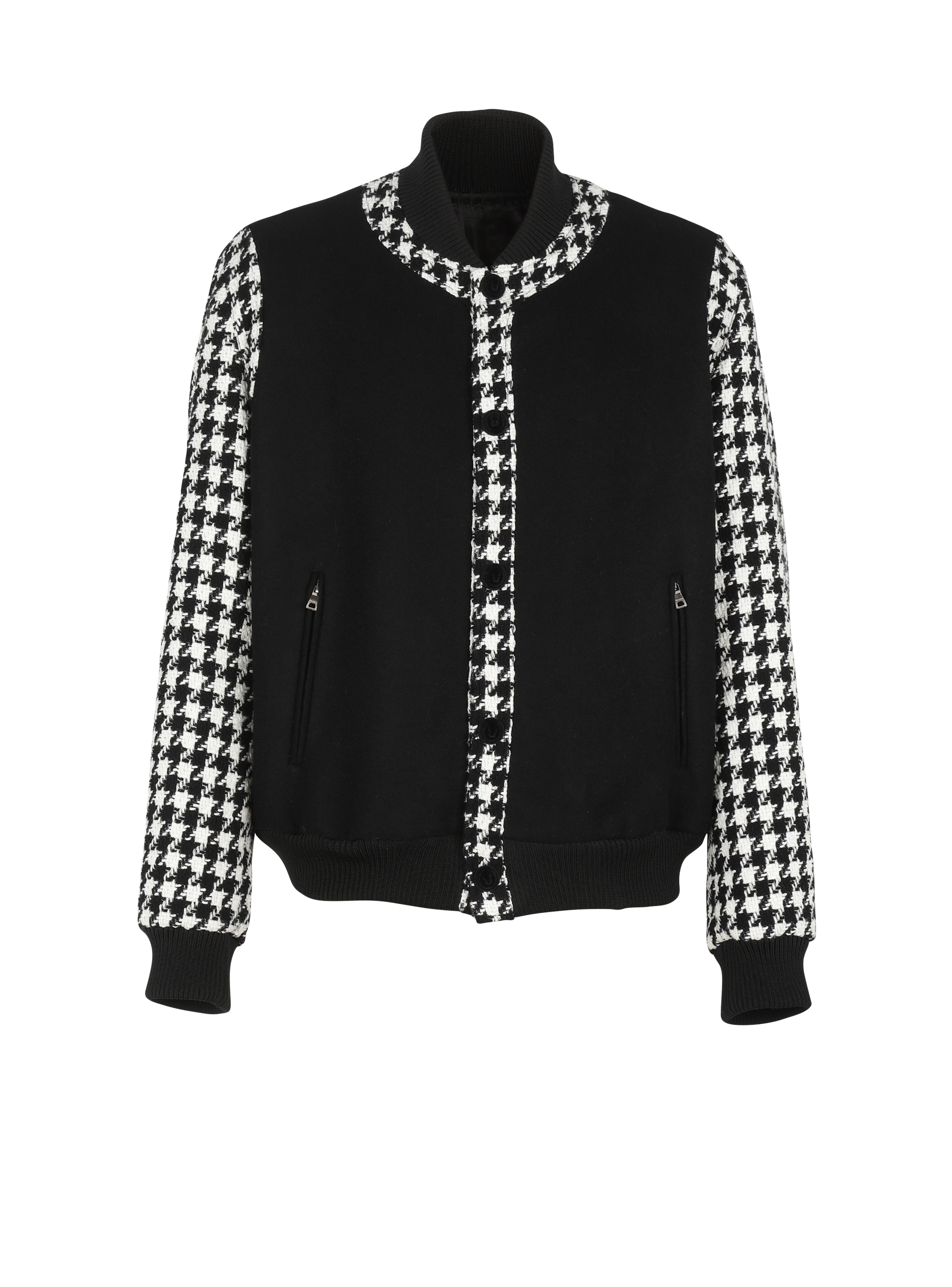 유니섹스 - 하운즈투스 패턴 디테일 보머 재킷, 검정색