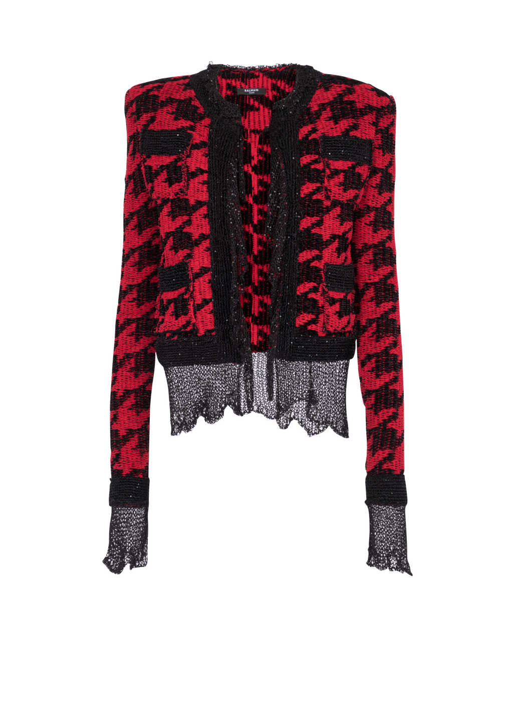 디스트로이드 니트 재킷, 빨간색, hi-res