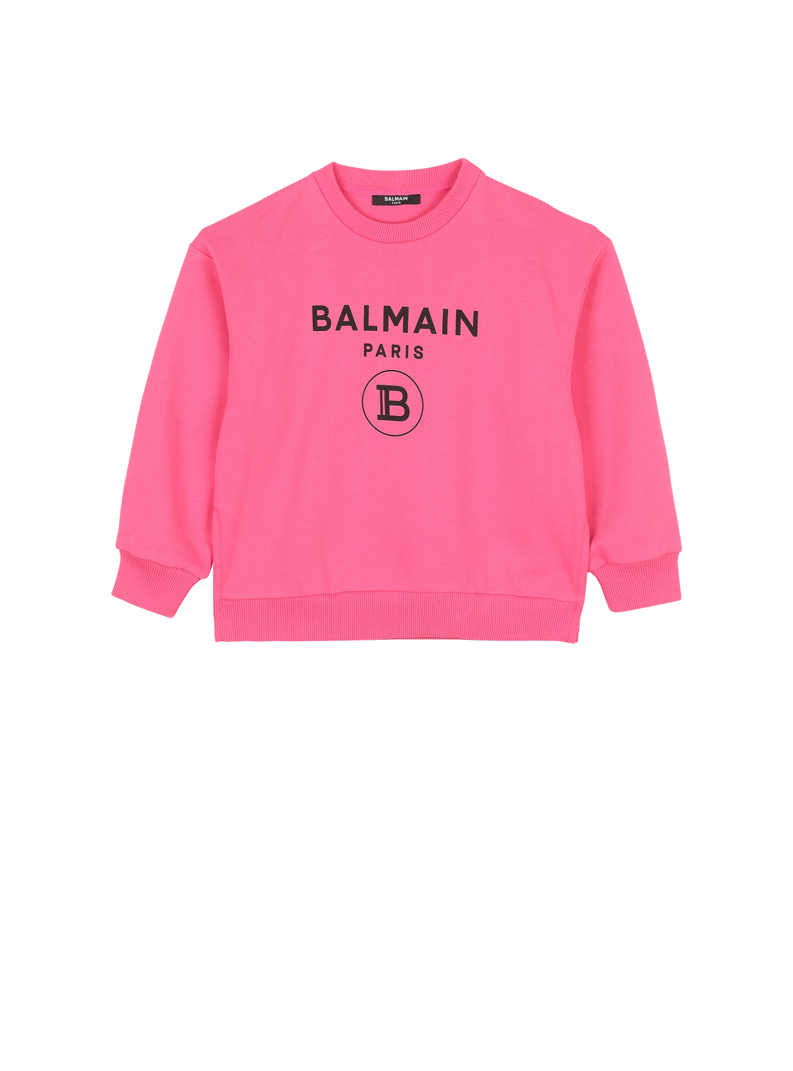 Balmain 로고 코튼 스웨터, 핑크색