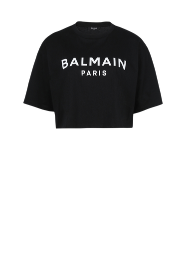 Balmain 로고 프린트 디테일 코튼 쇼트 티셔츠