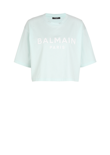 Balmain 로고 프린트 디테일 코튼 쇼트 티셔츠