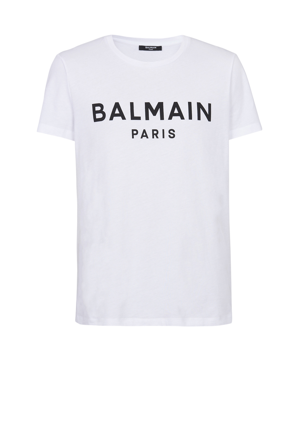 Balmain Paris 로고 프린트 디테일 코튼 티셔츠, 흰색, hi-res