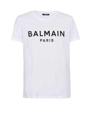 Balmain Paris 로고 프린트 디테일 코튼 티셔츠