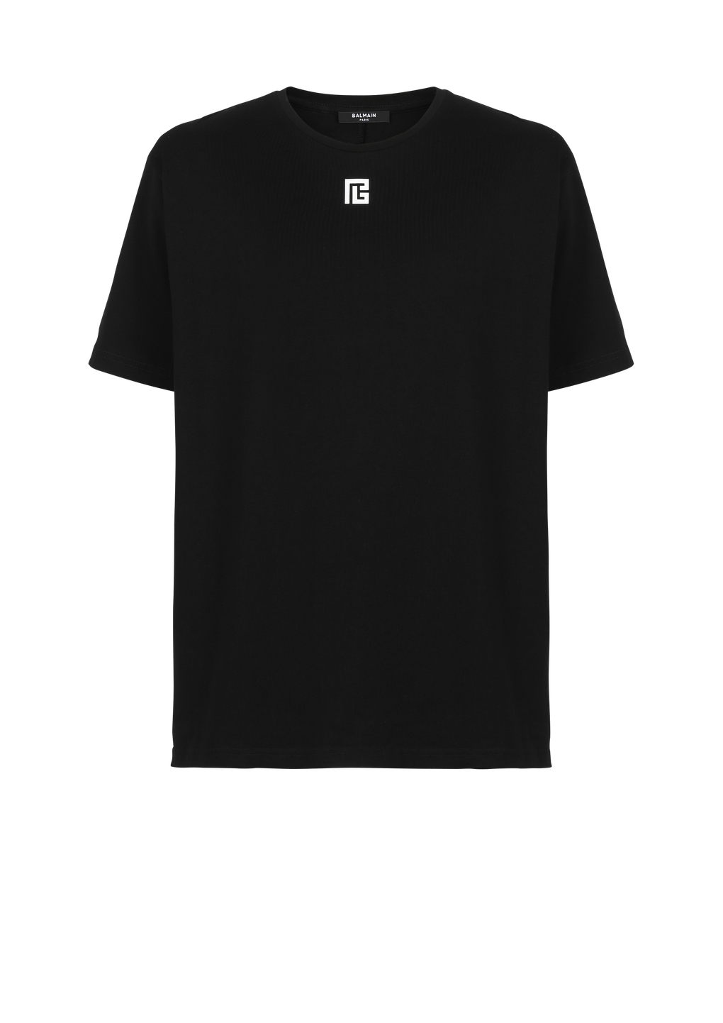 맥시 Balmain 로고 프린트 디테일 오버사이즈 코튼 티셔츠, 검정색, hi-res