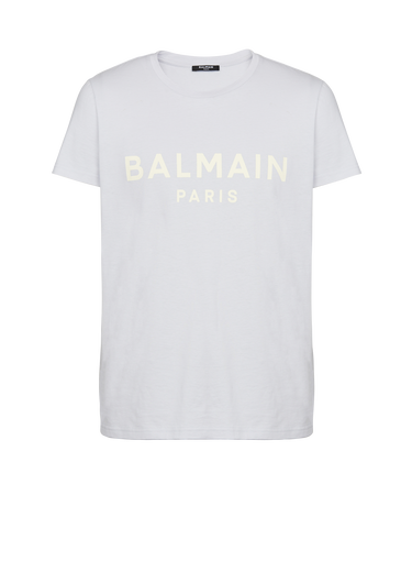 Balmain Paris 로고 프린트 장식 코튼 티셔츠