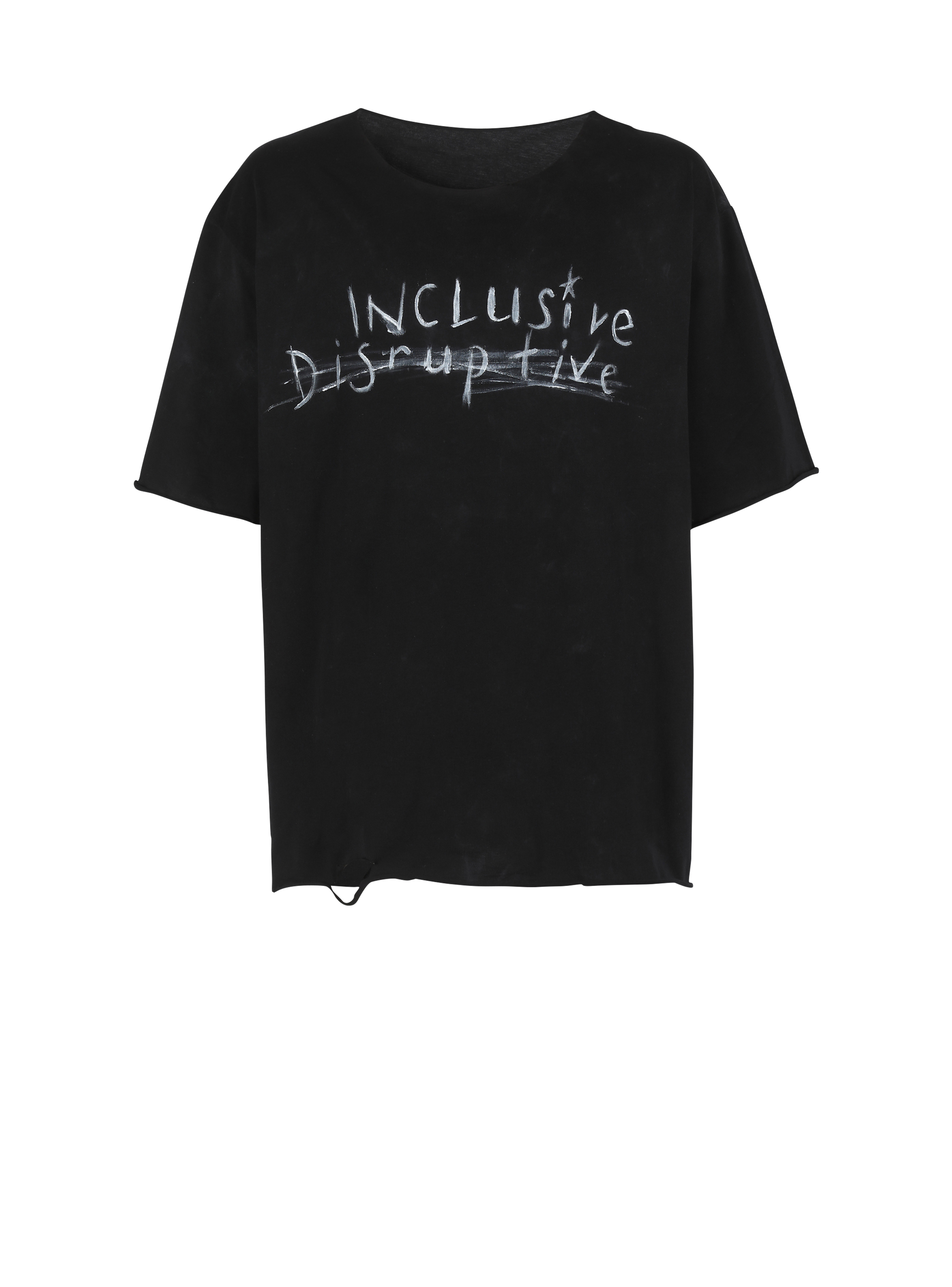유니섹스 - 프린트 코튼 티셔츠, 검정색